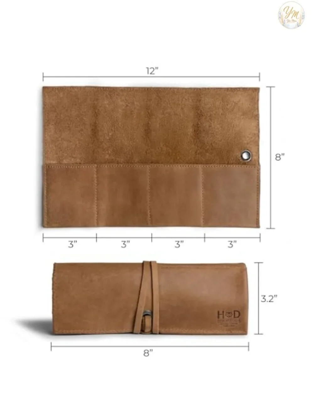 Leather Watch Roll Organizer Holds 4 Watches Handmade Travel Case